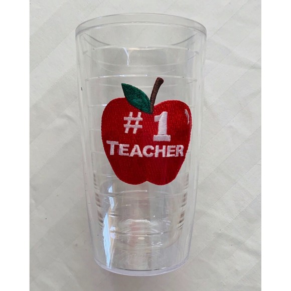TERVIS "#1 Teacher" Apple Red Green White  16 Oz. Drinking Melamine Tumbler - Picture 1 of 6